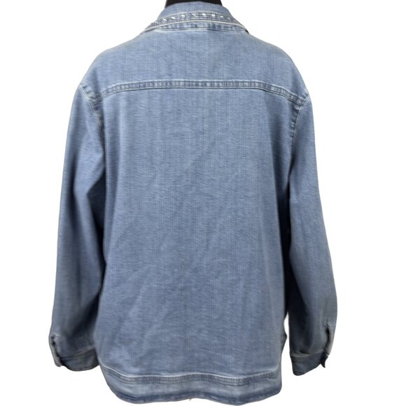 Vintage DRAPERS & DAMONS Denim Jacket Zip Front Embroidered Stretch Womens 1X - Picture 2 of 9